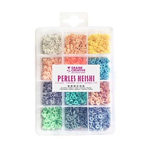 Schachtel mit Heishi-Perlen - 12 Pastellfarben von GRAINE CREATIVE