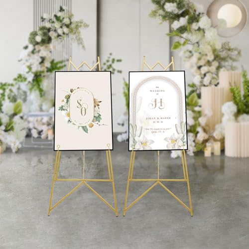 Staffelei Hochzeit, 2 Stück Stahl Dreieckige Staffelei Stand für Display Hochzeit, Hochzeit Willkommen Zeichen, Poster, Einstellbare Neigung von GramStudio