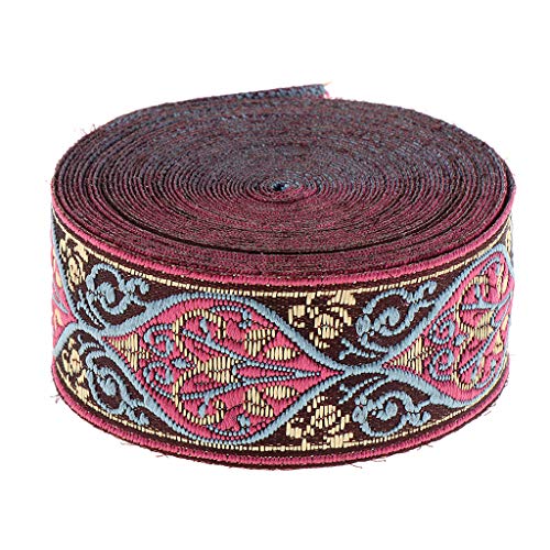 P Prettyia 5 Meter Retro Borte Stoffborte Webband Stoffbänder Stoffbordüre Hanfu Nähen Band Rose Rot, Schöne Bänder zum basteln - 30x5000mm von Grand Parfums