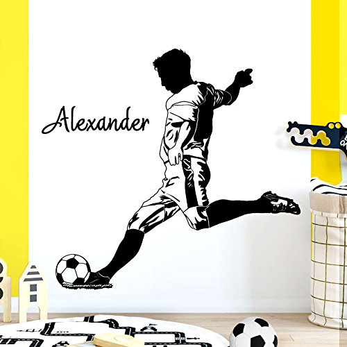 Grandora Wandtattoo Fußballspieler + Wunschname I schwarz (BxH) 121 x 120 cm I Kinderzimmer Jungs Sticker Aufkleber Wandaufkleber Wandsticker Stickers W5477 von Grandora