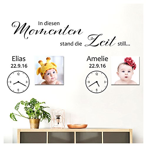 Grandora Wandtattoo In diesen Momenten Stand die Zeit still + Wunschname I braun (BxH) 120 x 70 cm I Kinderzimmer Sticker Aufkleber Wandaufkleber W5537 von Grandora