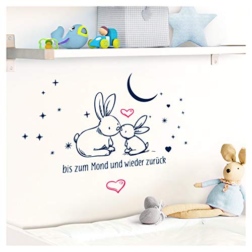 Grandora Wandtattoo zweifarbig Bis zum Mond und Wieder zurück I Hellbraun (BxH) 47 x 45 cm I Babyzimmer Baby Sticker Aufkleber Wandaufkleber Wandsticker W5470 von Grandora