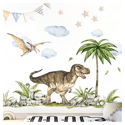 Grandora XXL Dinosaurier Wandtattoo für Kinderzimmer Wandsticker Jurassic World Tiere Wandaufkleber Deko DL855-1 von Grandora