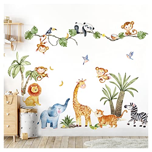 Grandora XXL Wandtattoo Dschungel Tiere Wandsticker Kinderzimmer Deko DL801-2 von Grandora