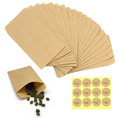 100 Stück Kleine Samentütchen 6 * 10cm Mini Papiertüten Braun Kraftpapier Tüten für Gastgeschenke,Weihnachten,Münzumschläge,Süßigkeiten,Schmuck von Grantop