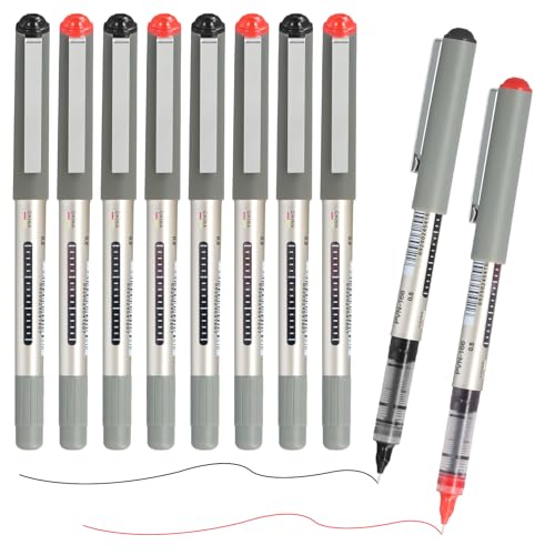 10 Stück Tintenroller Stifte Schwarz, Kugelschreiber Rot 0,5mm Spitze Gelstifte Gelschreiber, Flüssigtinte Rollerball Stift, Schnell Trocknend Gel Pen für Schulsachen Bürobedarf Studenten von Granvoo