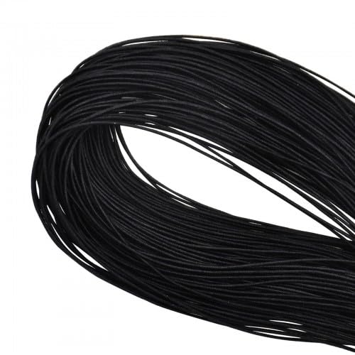 100Meter Rund Schwarz Elastische Gummikordel, 0.8mm Gummizug, Gummiband, Gummiband Nähen, Elastische Schnur, Gummilitze, Gummikordel, Gummibänder Elastisches, Elastisches Seil, Maskenband (Black) von Granvoo