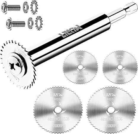 4 Pcs Mini Kreissägeblatt Sägeblätter Set (32mmx2 + 24mmx2), Innenrohrschneider, Sechskantschaft PVC Sanitär Innenschneider 6,35mm (1/4 Zoll), Kreissäge Stahlklingen für Holz Kunststoff Metall von Granvoo