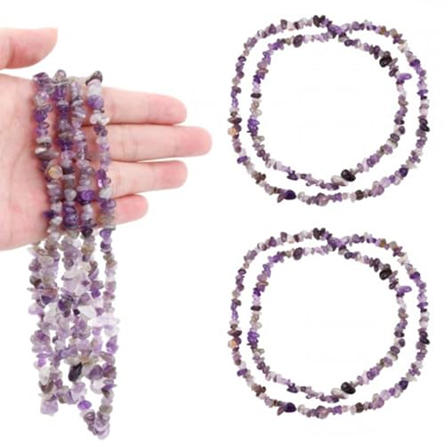 400 Stück Amethyst Trommelsteine, 5-8mm Chips Perlen mit Löchern, Unregelmäßige Edelsteinperlen Natürliche Kristalle für die Herstellung von Schmuckarmbändern von Granvoo