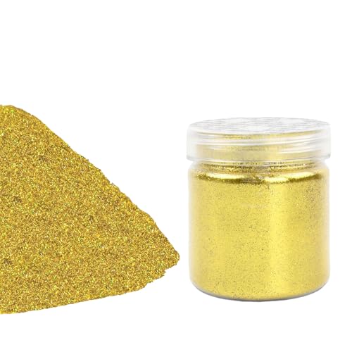 Gold Glitzerpulver, Glitzer-Pulver zum Basteln, Schimmernder Glitzerpuder, Gold Glitter Fine, 0.2mm Fine Glitzerpulver, 100 g/3,53 oz Feiner Goldglitzer, Basteln Glitzerpuder für Haare Face (Gold) von Granvoo