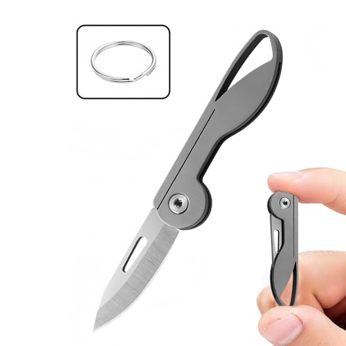 Mini Klappmesser, Super Leicht Taschenmesser aus Titanlegierung, Messer in der Handfläche, Schlüsselanhänger Messer, Tragbar Kleine Messer, EDC Pocket Knife, Freizeitmesser, Brieföffner, Paketmesser von Granvoo