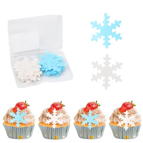 Snowflake Cake Decoration, 50pcs Frozen Tortendeko Kit, Essbare Tortendeko, Deko Kuchen Essbar, Tortendeko Geburtstag Essbar, Deko Torte Essbar für Geburtstag Party Kuchen von Granvoo