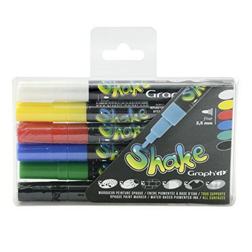 Graph'it Shake GI43458-Marker, 6er-Set, mit pigmentierter Tinte Basic von GRAPH'IT