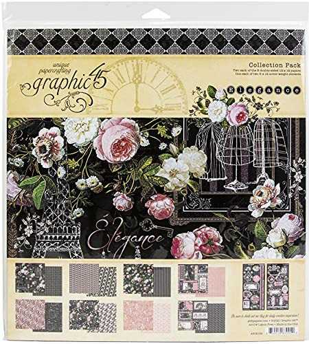 Graphic 45 4502195 12X12 Pack Elegance Collection 30,5 x 30,5 cm, Eleganz von Graphic 45