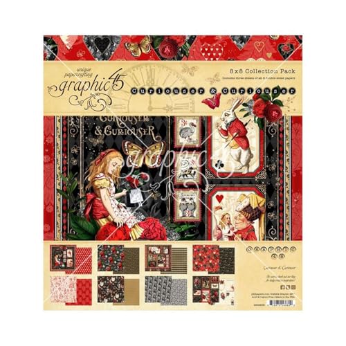 Graphic 45 Curiouser & Curiouser Collection – 20,3 x 20,3 cm Sammelpackung von Graphic 45