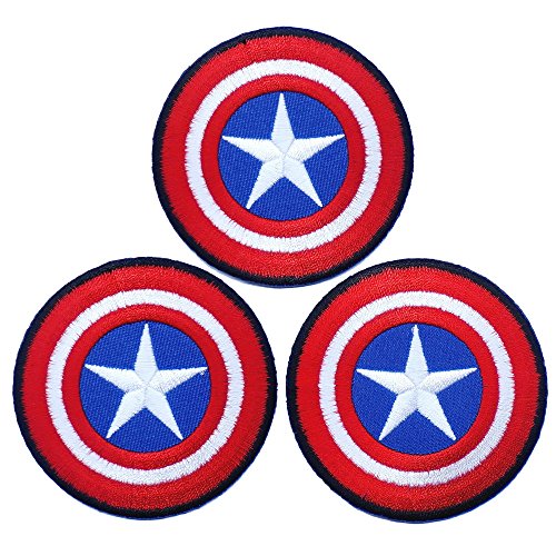 Aufnäher mit Captain America-Schild, zum Aufbügeln, Logo, 6,9 cm, 3 Stück von Graphic Dust