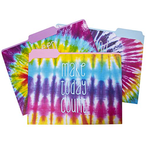 Graphique "Tie Dye" Aktenordner-Set - Aktenordner Set beinhaltet 9 Ordner und 3 einzigartige Go-Getter Designs, verziert mit Goldfolie auf strapazierfähigem, dreifach gekerbtem beschichtetem Karton von Graphique