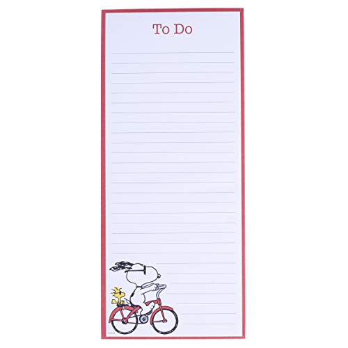 Graphique Magnetischer Notizblock – Peanuts Snoopy Bike Einkaufsliste – lustige, dekorative To-Do-Liste – perfektes Einweihungsgeschenk – 100 Blatt zum Abreißen (10,2 x 23,5 x 1,2 cm) von Graphique