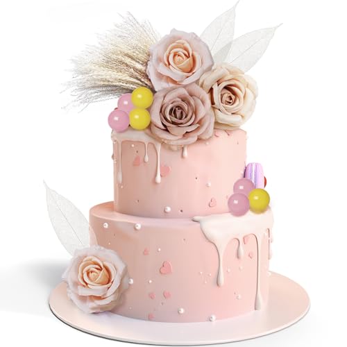 Graplan 23 Stück Tortendeko Blumen, Boho Cake Topper Geburtstag, Tortendeko Geburtstag Mädchen, Blumen Deko Torte, Tortenaufsatz Dekoration für Geburtstag Babyparty Hochzeit Dekoration von Graplan