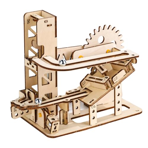 Graplan 3D Puzzle Holz Murmelbahn Trackball Modell Bausatz, Holzpuzzle Mechanische Kugelbahn, Holzbausatz Kinder, Holzbauset zum Geschenk für Kinder und Erwachsene von Graplan