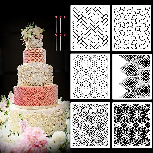 Graplan 6 Stück Tortenschablone 24.5x21 cm Torten Schablonen Vintage Kuchen Schablone DIY Tortendeko Schablonen Kunststoff Torten Stencil für Prägematte Fondant Hochzeit DIY Kuchen von Graplan