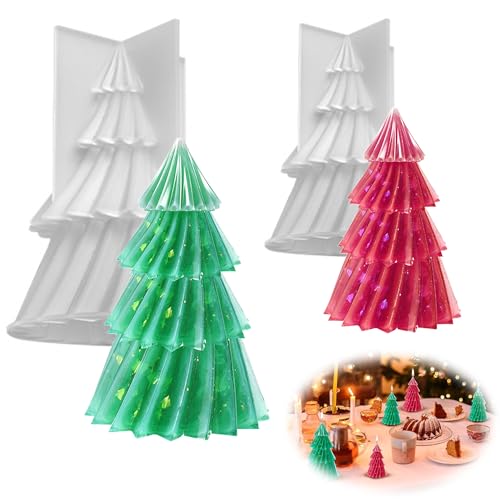 2 Stück Christmas Silicone Mould 3D Weihnachtsbaum Kerzengießform Silikonform Kerzenform Weihnachten Für Die Herstellung Von Kerzen Weihnachten Party Dekoration, Duftkerzen, Ornamente, Geschenke von Grasslandy