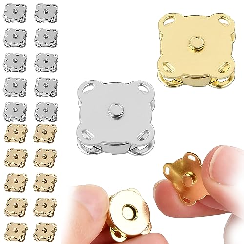 Magnetknopf Nähen Nähen Magnet Knopf Nähen Magnetverschluss Rostfrei Magnetische Knöpfe Diy Werkzeug Knopf aus Metall für Taschen Nähen Handwerk Handtaschen Kleidung (15mm Gold Silber) 20 Stück von Grasslandy