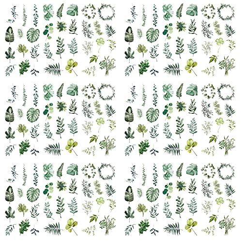 Sticker Blätter Deko Aufkleber Grün Blatt Sticker Gästebuch Hochzeit Pflanze Laptop Sticker für Scrapbooking Fotoalbum Stickerbuch Stickeralbum Tagebuch Notizbuch Kalender Dekoration 18 Blatt von Grasslandy