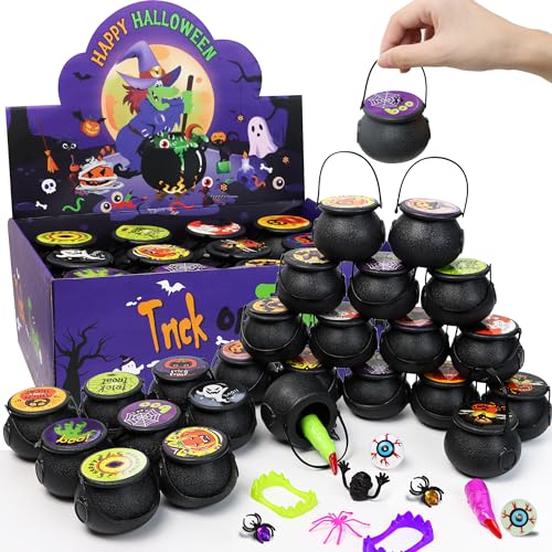 192 Stück Halloween-Partygeschenke, 24 Stück, vorgefüllt, kleiner Kunststoff-Hexenkessel, Halloween-Spielzeug, Großpackung für Kinder, Halloween-Geschenktütenfüller, Preise, Geschenke, von Grastfu