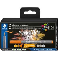 STAEDTLER Pigment brush pen, 6er-Set - Greys & Caramels von Staedtler