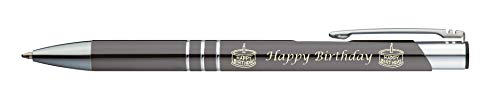 5 Kugelschreiber mit Gravur "Happy Birthday" / aus Metall / Farbe: anthrazit von Gravur by Livepac Office