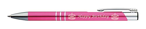 5 Kugelschreiber mit Gravur "Happy Birthday" / aus Metall / Farbe: pink von Gravur by Livepac Office