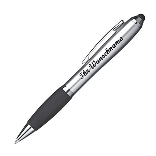 50x Touchpen Kugelschreiber mit Namensgravur - Farbe: silber-schwarz von Gravur by Livepac Office