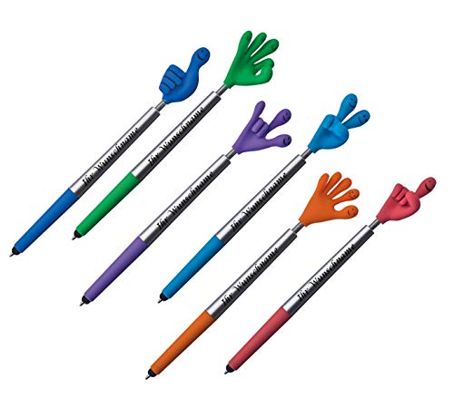 6 Touchpen Kugelschreiber mit Gravur / "Smile Hand" / 6 Farben 6 Touchpen Kugelschreiber mit Gravur / "Smile Hand" / 6 Farben von Gravur by Livepac Office