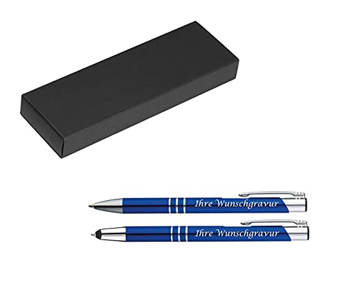 Schreibset mit Gravur / Touchpen Kugelschreiber + Kugelschreiber / Farbe: blau von Gravur by Livepac Office