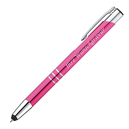 Touchpen Kugelschreiber aus Metall mit Gravur / Farbe: pink von Gravur by Livepac Office