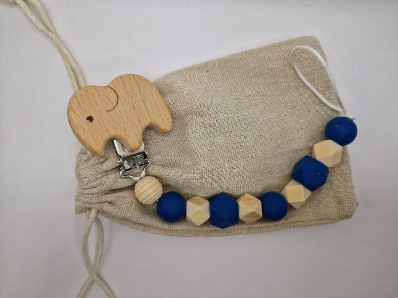 Schnullerkette Dunkelblau Blau | Baby Geschenk Zur Geburt Holz Silikon |Holzperlen| Junge| Mädchen von GravurHandwerk