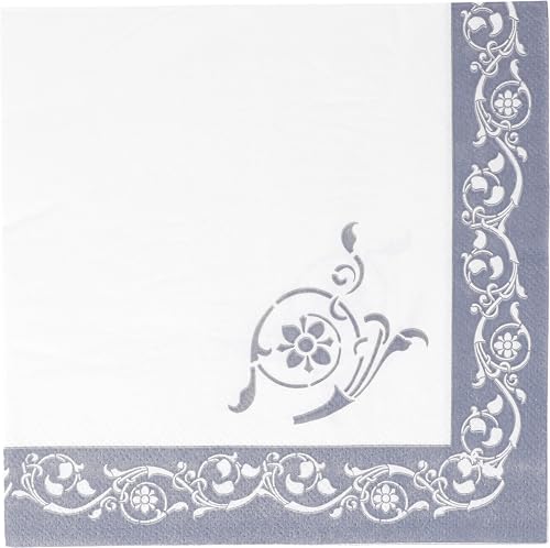 Graziano, Papierservietten Silver Elegance, Packung mit 20 Servietten, Format 33 x 33 cm, Süßigkeiten-Buffet Party von Graziano