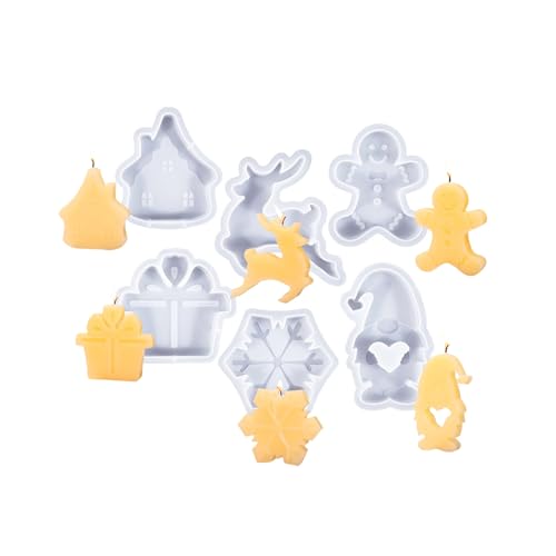 6x/Set Weihnachtsmann Silikonformen Weihnachtsserie Kerzenformen Ornament Handgefertigte Schneeflocken Harzformen Bastel Gipsformen von Greabuy