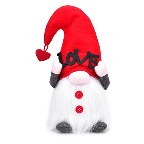 Greabuy Valentinstag Plüsch Skandinavische Tomte Dekorationen LED Licht Ornamente Schwedische Tomte Zwerg Figuren Tischdekoration von Greabuy