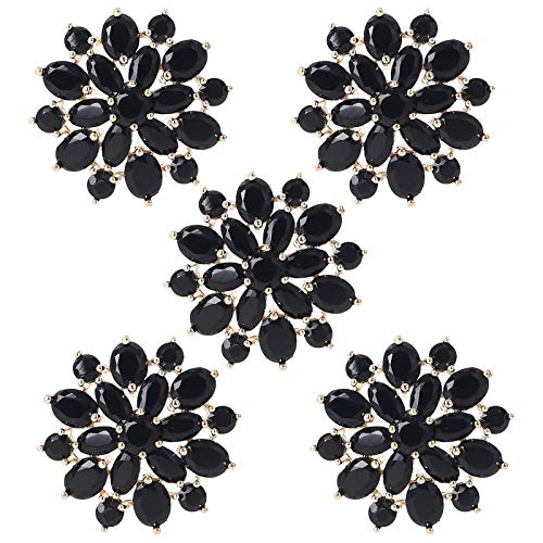 Knöpfe in Blumenform, mit Metallschlaufe, Schmuckverzierungen für Kleidung, Dekoration, Zubehör, 21 mm, Schwarz, 5 Stück von Greabuy