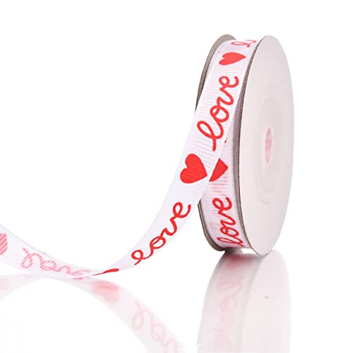 Ringelband zum Verpacken von Valentinstagsband Rot Weiß Love Heart Ribbon Blumen Blumensträuße zum Verpacken von Greabuy