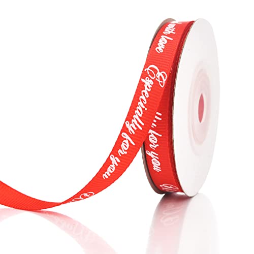 Ringelband zum Verpacken von Valentinstagsband Rot Weiß Love Heart Ribbon Blumen Blumensträuße zum Verpacken von Greabuy