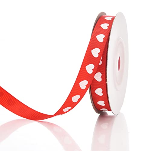 Ringelband zum Verpacken von Valentinstagsband Rot Weiß Love Heart Ribbon Blumen Blumensträuße zum Verpacken von Greabuy