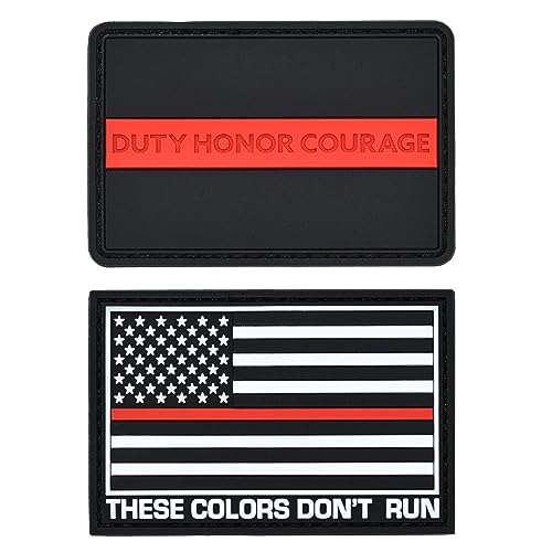 Great 1 Products Amerikanische Flagge, Patch-Set, 5.1 x 7.6 cm, flexibles PVC-Material, Haken und Schlaufe, Militär- und taktisches Zubehör für Kleidung, Hüte, Rucksäcke (dünne rote Linie Set 2) von Great 1 Products