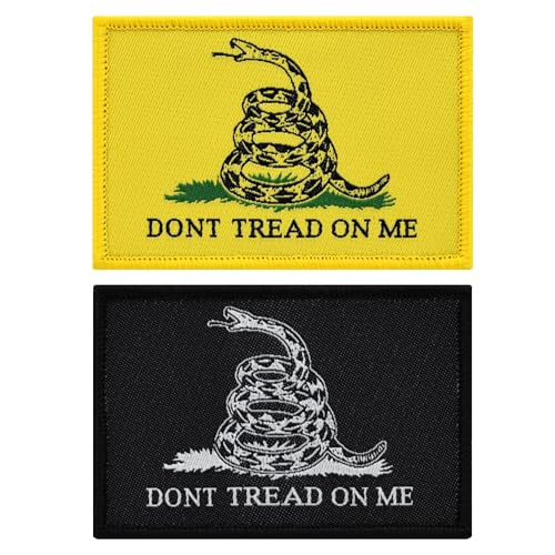 Tactical-Black & Yellow Flag 2-Pack Patch Set, 5.1x7.6cm Gewebte Haken und Schlaufe Militär und Taktisches Zubehör für Kleidung Jacken Hüte Rucksäcke (Dont Tread On Me) von Great 1 Products