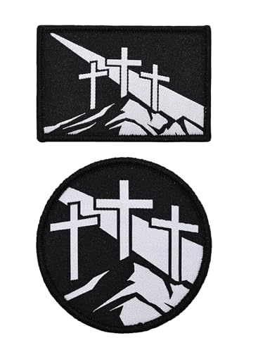 Christian Calvary Cross Moral Applique 2-Pack Patch Set, Woven Hook & Loop Fastener/Backing, Tactical Accessory for Clothing-Jackets-Hats Backpacks von Great 1