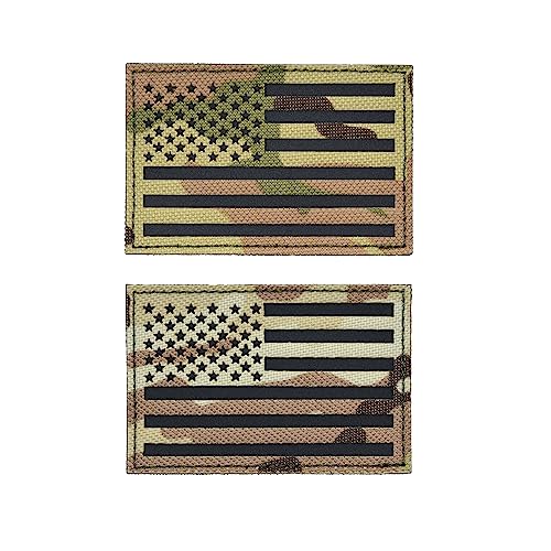 Multicam Infrarot IR US USA Amerikanische Flagge Patch Set, 5.1x7.6 cm, reflektierendes Cordura-Material, Haken und Schlaufe, Hüte, Rucksäcke (amerikanische Flagge Camo) von Great 1