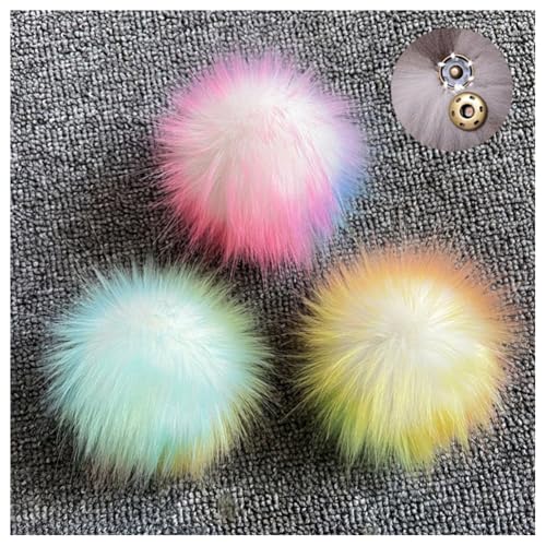 GreatRise 10 Stück Kunstfell Pompon Flauschiger Pom Poms Ball Fellbommel Künstlicher Fuchspelz Haarball für Mützen Schuhe Taschen Weihnachtsdekoration Schlüsselanhänger Zubehör Style 19 10cm von GreatRise