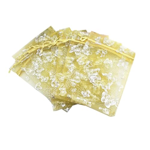 GreatRise 10 Stück Organzasäckchen mit Kordelzug 10×12cm Organzabeutel Schmetterling Muster Organza Geschenkbeutel Tüll Schmuckbeutel Geschenksäckchen für Schmuck Kosmetik Süßigkeiten Hellgelb GreatRise 10 Stück Organzasäckchen mit Kordelzug 10×12cm Organzabeutel Schmetterling Muster Organza Geschenkbeutel Tüll Schmuckbeutel Geschenksäckchen für Schmuck Kosmetik Süßigkeiten Hellgelb von GreatRise